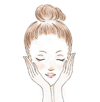 洗顔後、化粧水でお肌を整え、リンクルリペアディープホワイトニングエッセンスをお顔全体広げよくなじませます。